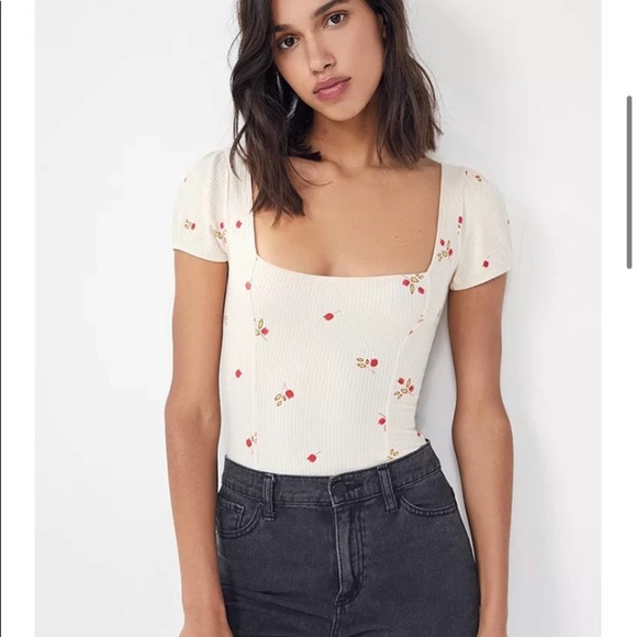 Urban Outfitters Tops - UO Out From Under Gwendolyn Floral Ribbed Bodysuit Size Medium